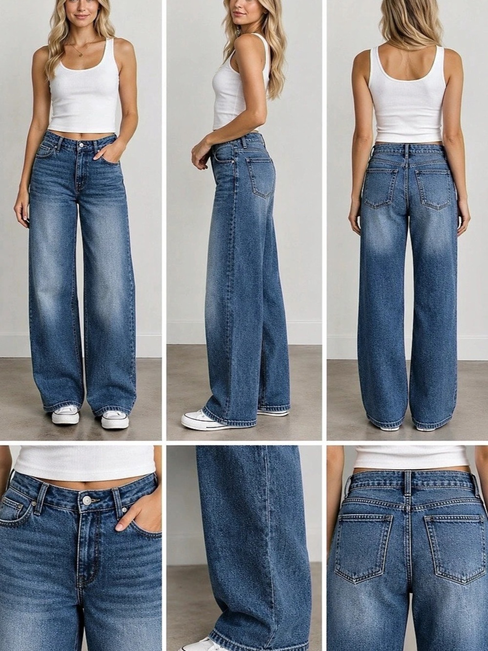 Quince Bella Stretch Relaxed Straight Jeans Straight Leg Jeans in Blue Waist 28